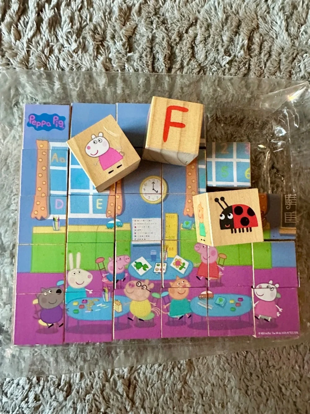 Peppa Pig 30 Wooden Alphabet Puzzle Blocks Educational Toy